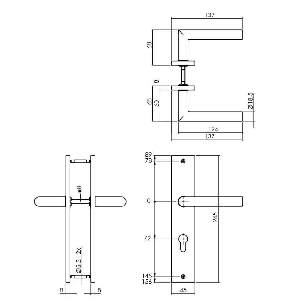 Türklinke Bastian PC 72mm schwarz Intersteel 8714186556115