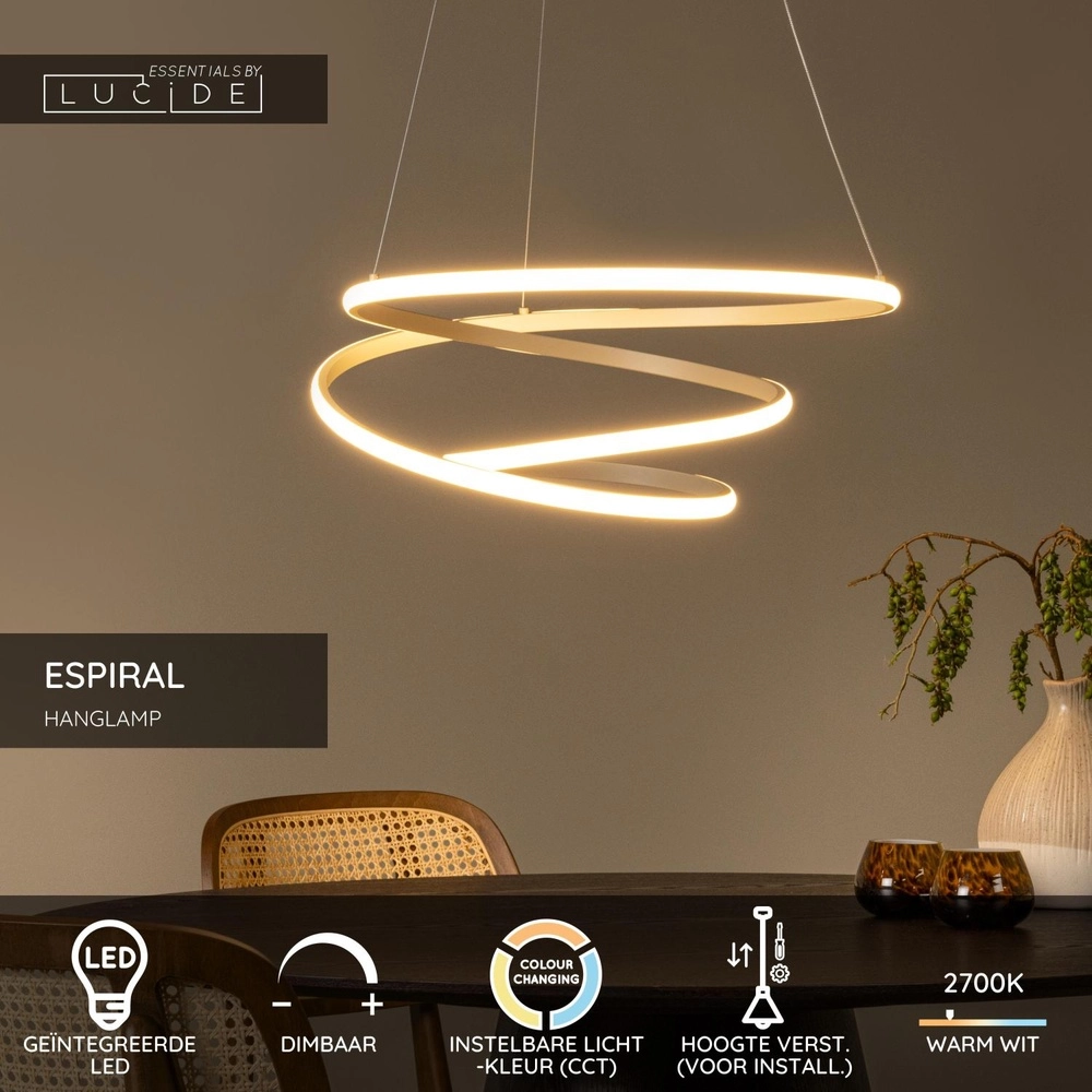 Moderne Pendellampe Espiral sandbraune 40W Lucide 5411212782991