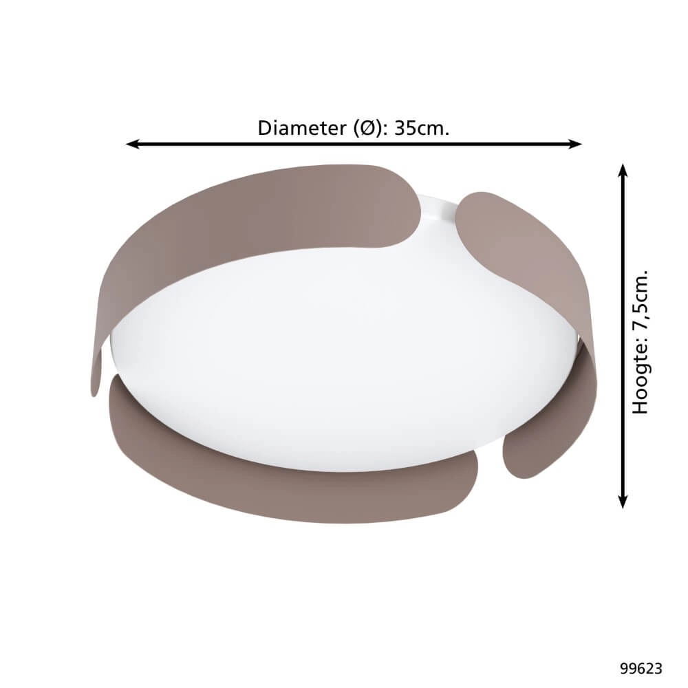 Mokka-Deckenleuchte Valcasotto Ø 37cm Eglo 9002759996239