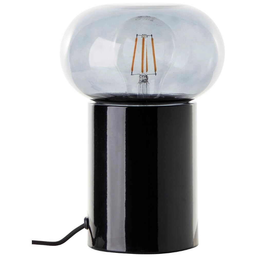 Schwarze Tischlampe Knut mit Rauchglas Brilliant 4004353430169