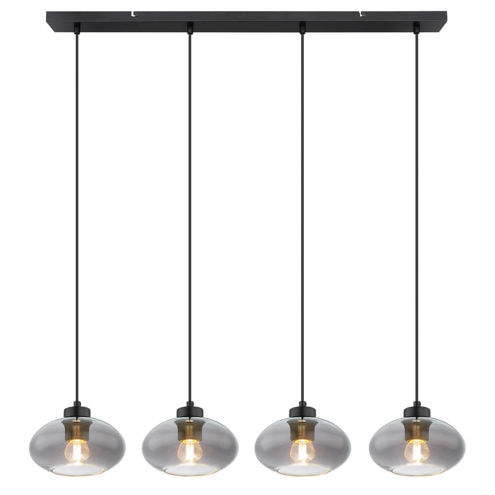 Schwarze Pendelleuchte Shaun 4-flammig gerade Globo 9007371442478