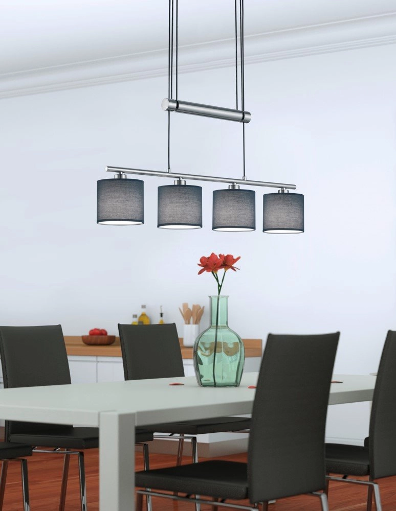 Pendelleuchte Garda 4-Licht-Nickelmatte mit Anthrazit Trio 4017807336955