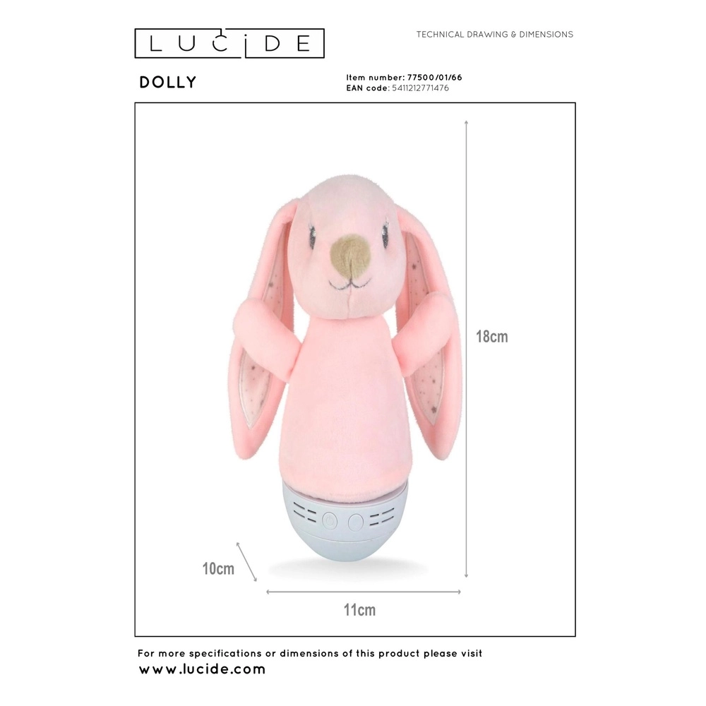 Nachtlicht Dolly Auf Akku mit Musikfunktion – Pink Lucide 5411212771476