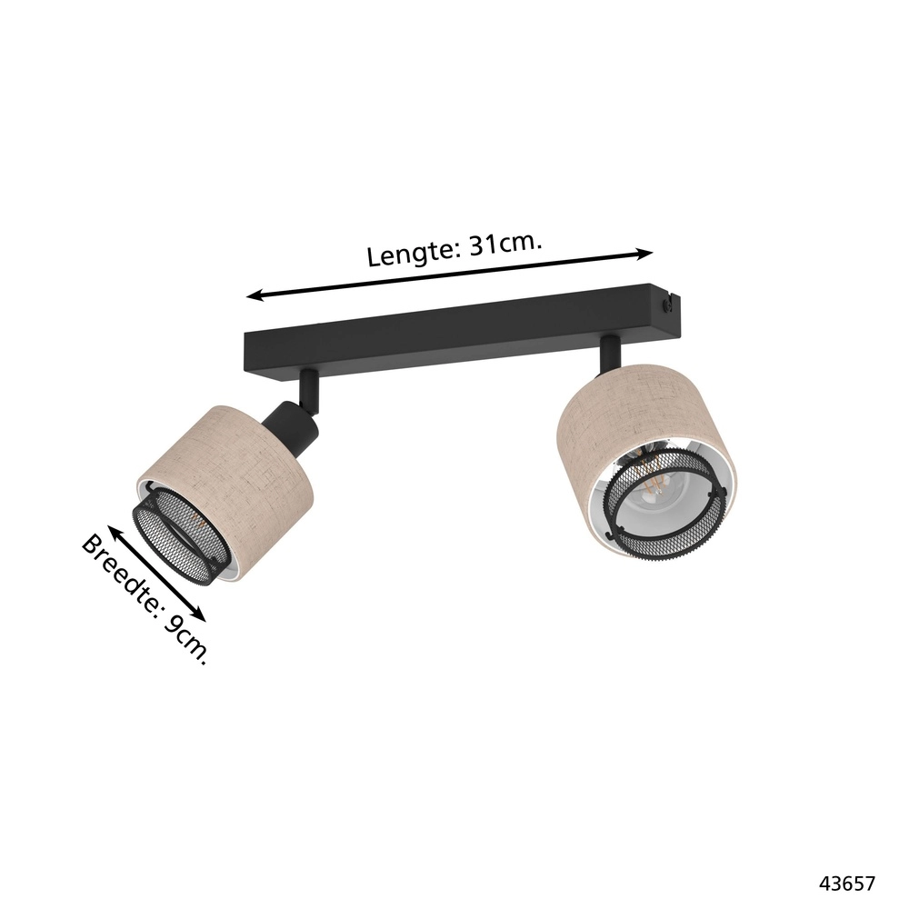 Japandi Deckenlampe Rosley 2L – schwarz mit Creme Eglo 9002759436575