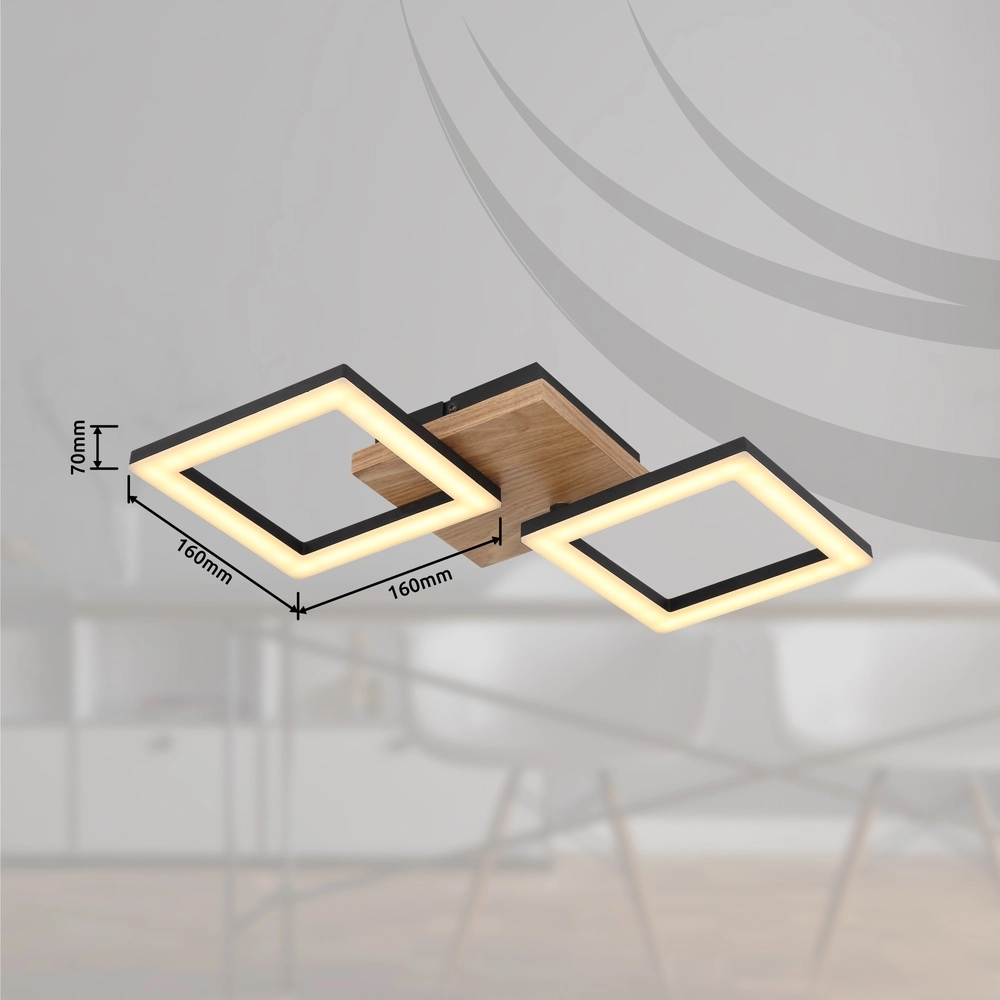 Design-Deckenlampe Kerry Schwarz mit Holzoptik Globo 9007371440221