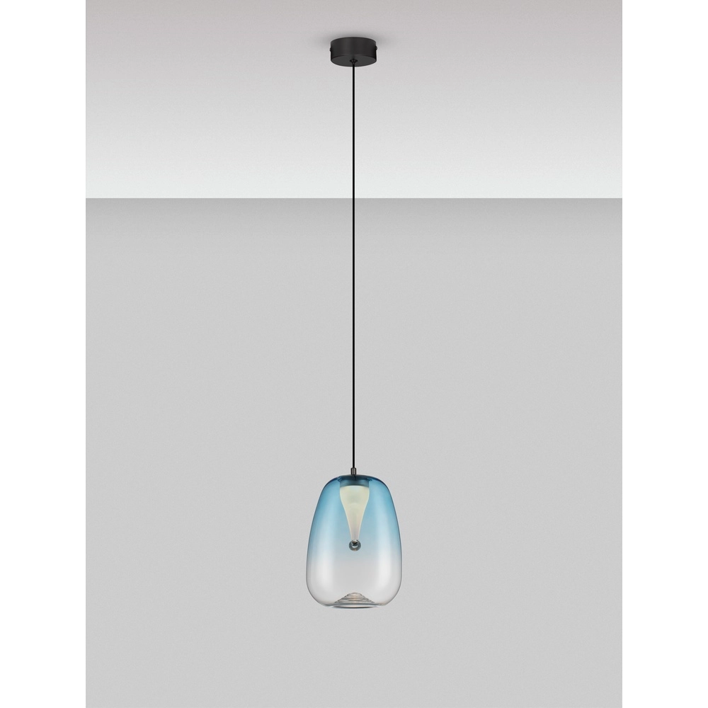 Design-Pendelleuchte Oblo 1-hellblaues Glas Lyora 5212017474117