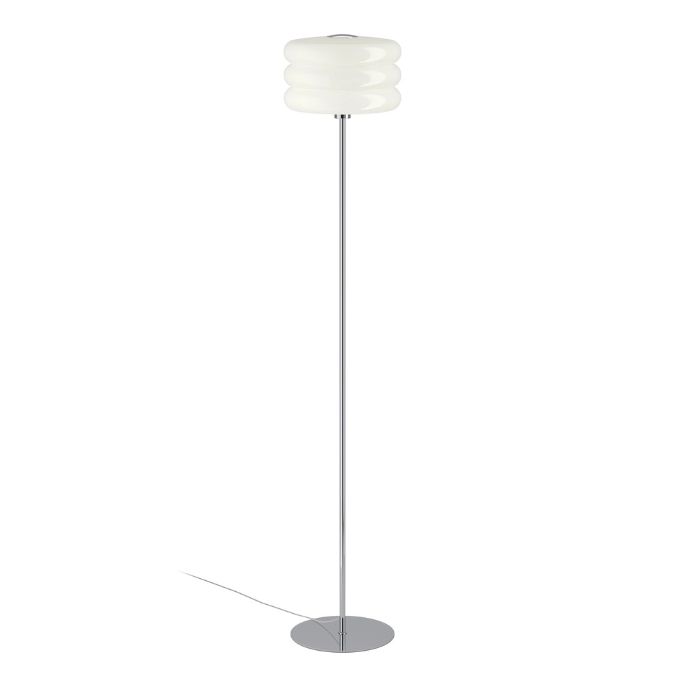 Design-Stehlampe Tortora Chrom mit weißem Ø 30cm