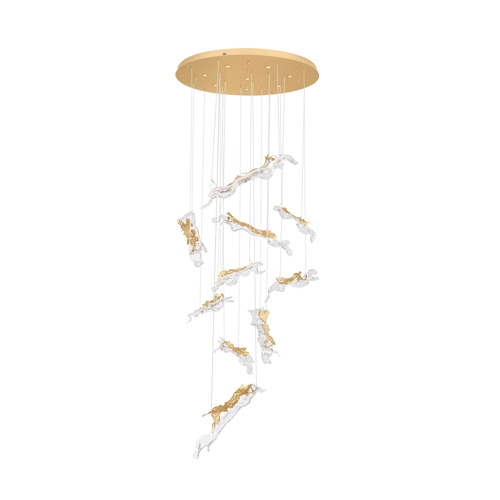 Goldene Pendellampe Avesa mit klarem Glas Ø 100 cm Lyora 5212063500440