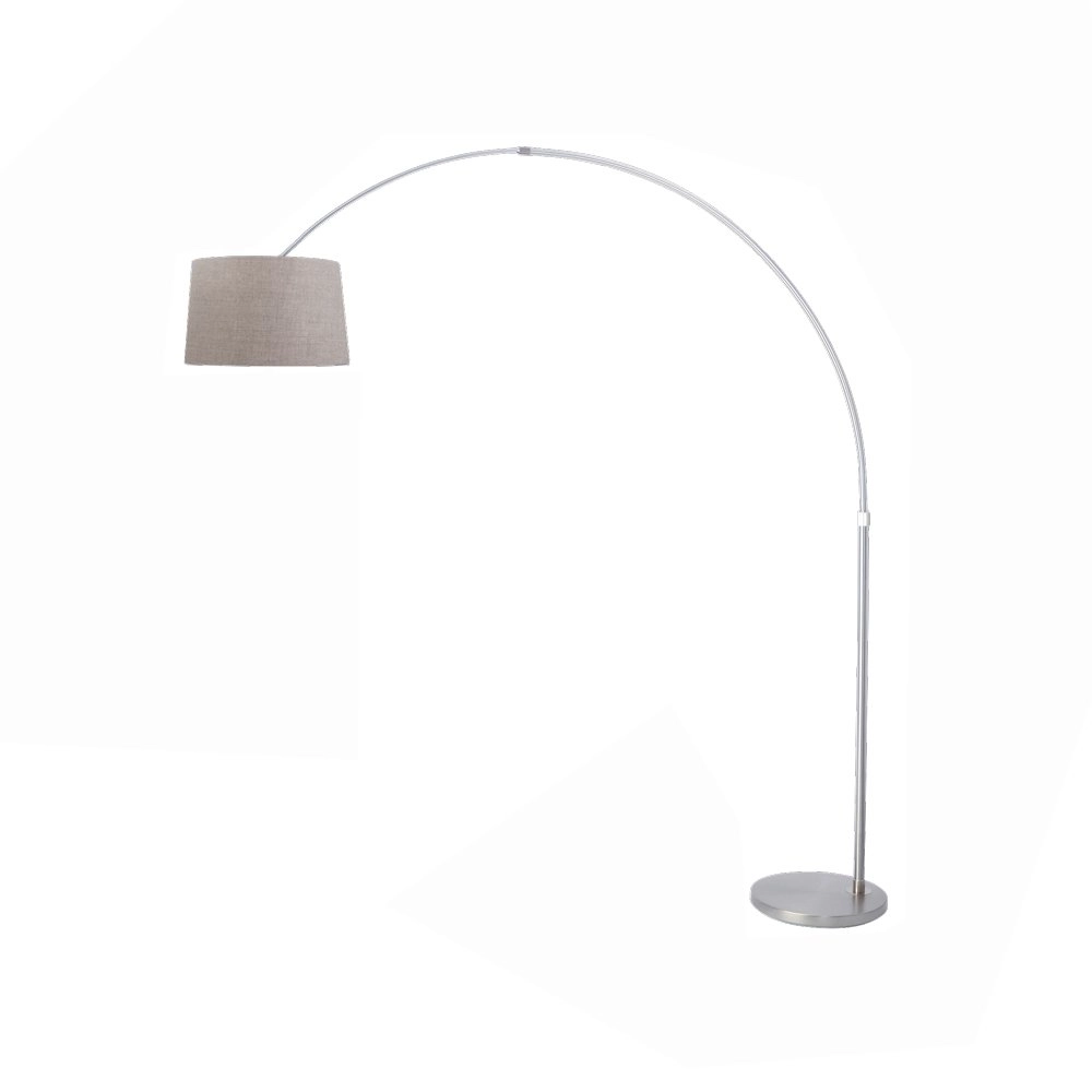Bogenlampe Gramineus grau mit Taupe -Lampenschirm