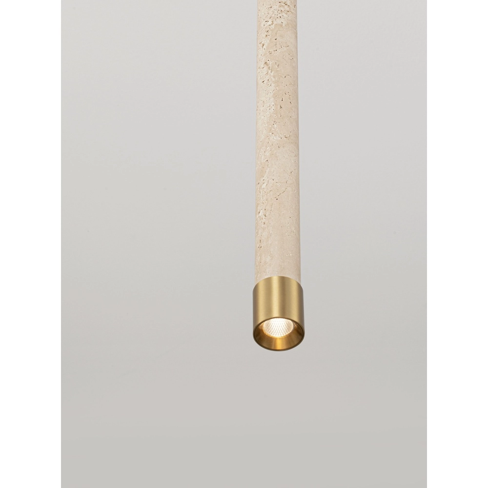 Moderne Pendellampe Muse Gold mit sandbraunem Travertin Lyora 5212017495792
