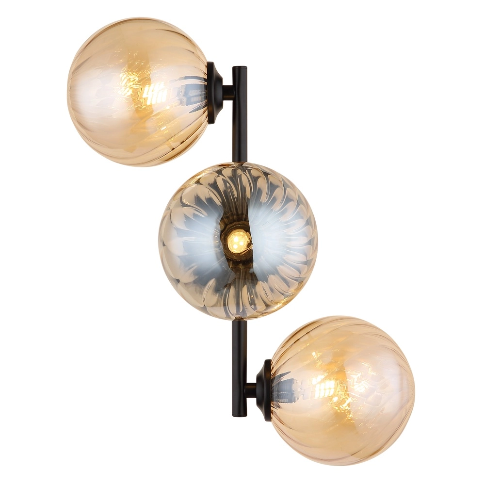 Schwarze Wandlampe Conor mit Bernsteinglas Globo 9007371515189