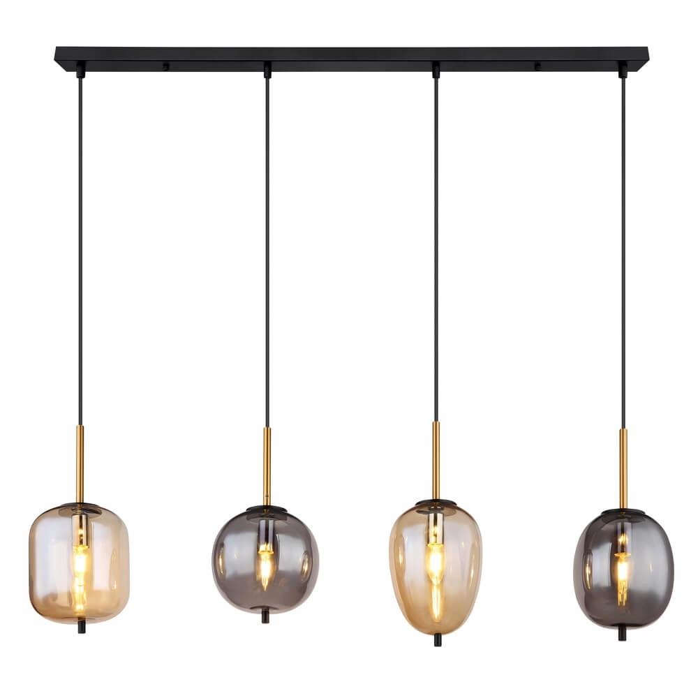 Pendelleuchte Blacky Braun- und Rauchglas 4-flammig Globo 9007371431717