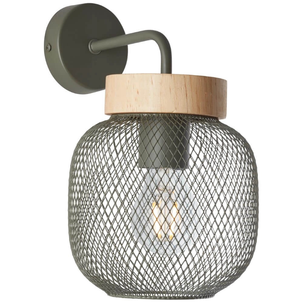 Wandlampe Giada grün mit Holz