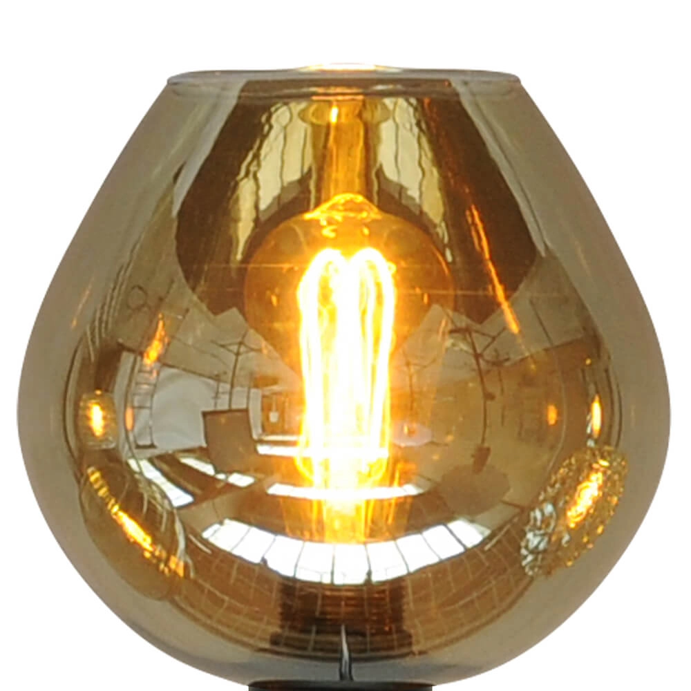 Schwarze Tischlampe Quinto 24cm mit Rauchglas Masterlight 8718121214641