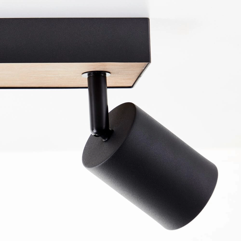2-flammige Lampe Jello Wood schwarz mit Holz Brilliant 4004353428388