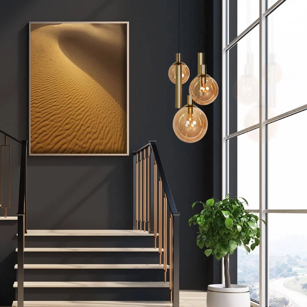 Vide-Hängelampe Bollique Gold mit bernsteinfarbenem Glas Steinhauer 8712746173000