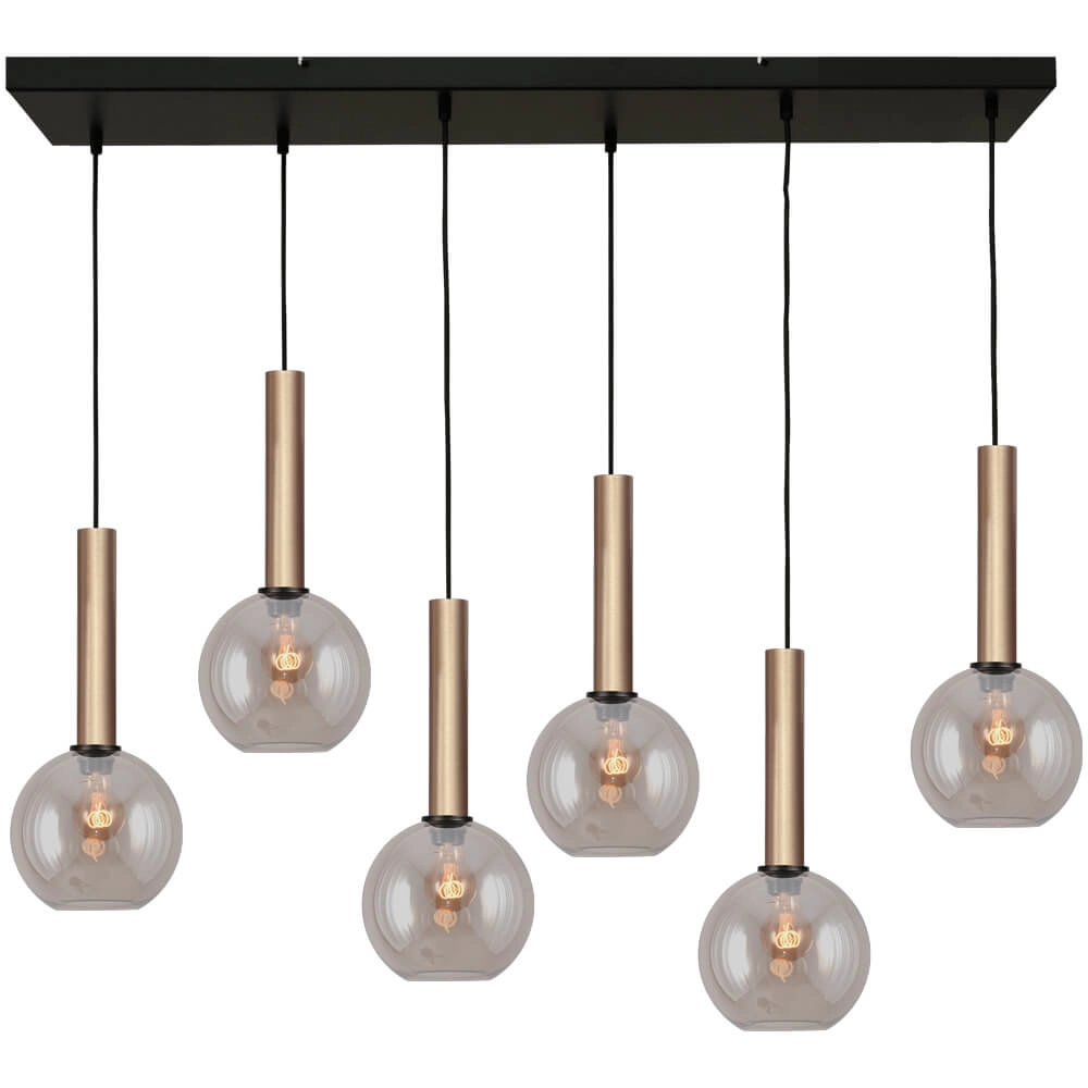 Hängelampe mit 6 Leuchten Bella 2 mit Goldglas