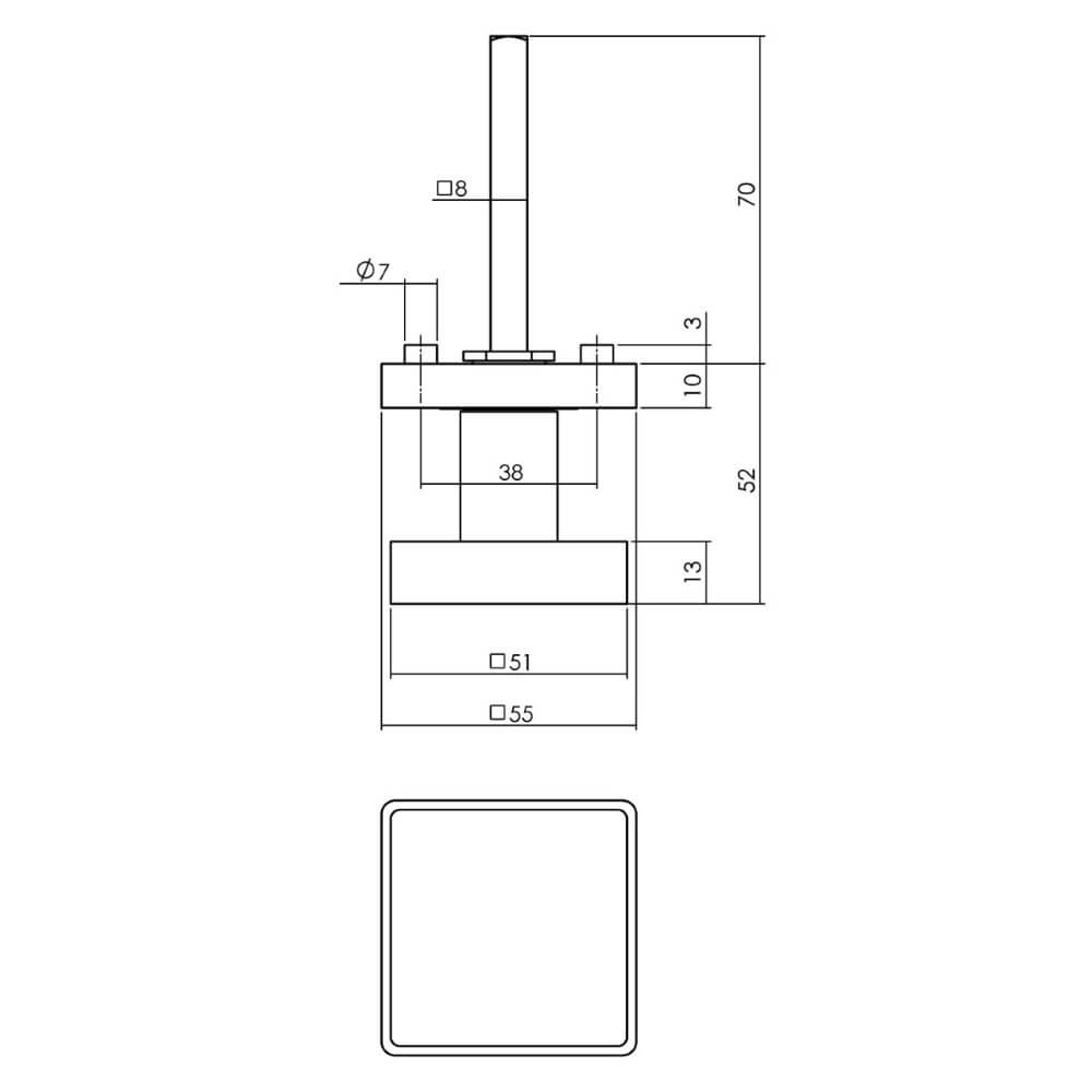 Quadratischer Türknauf Tondo schwarz Intersteel 8714186499405