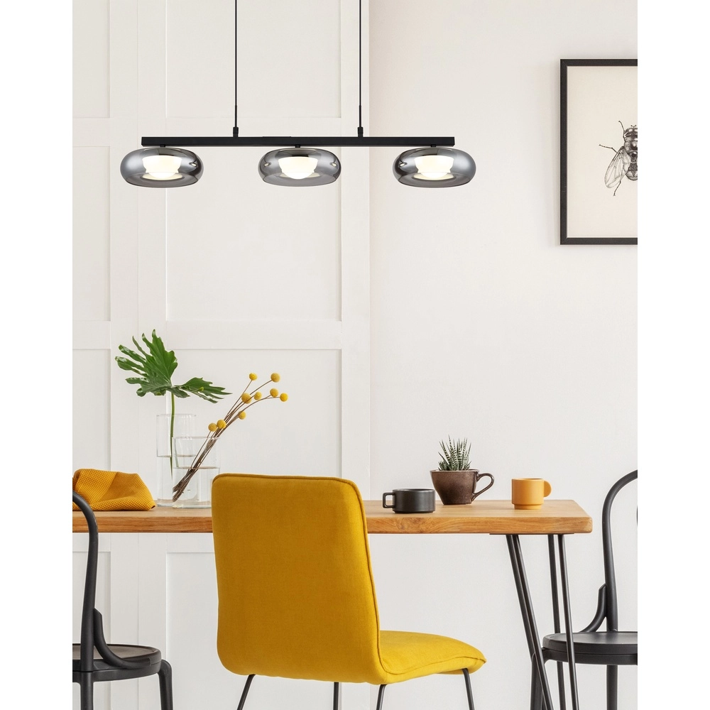 Design-Pendellampe Carlene 3-Licht Schwarz Globo 9007371566181