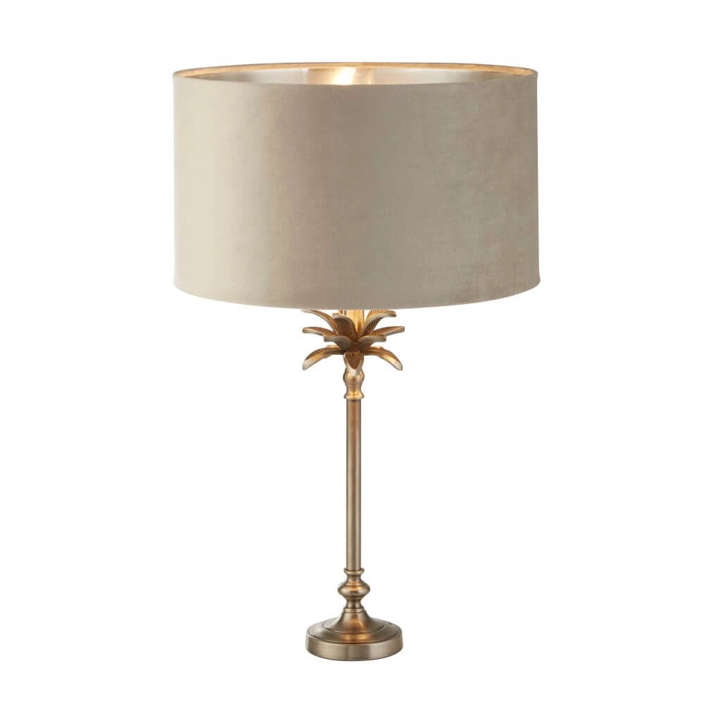 Tischlampe Palm Gold mit Cremeton Searchlight 5053423257501