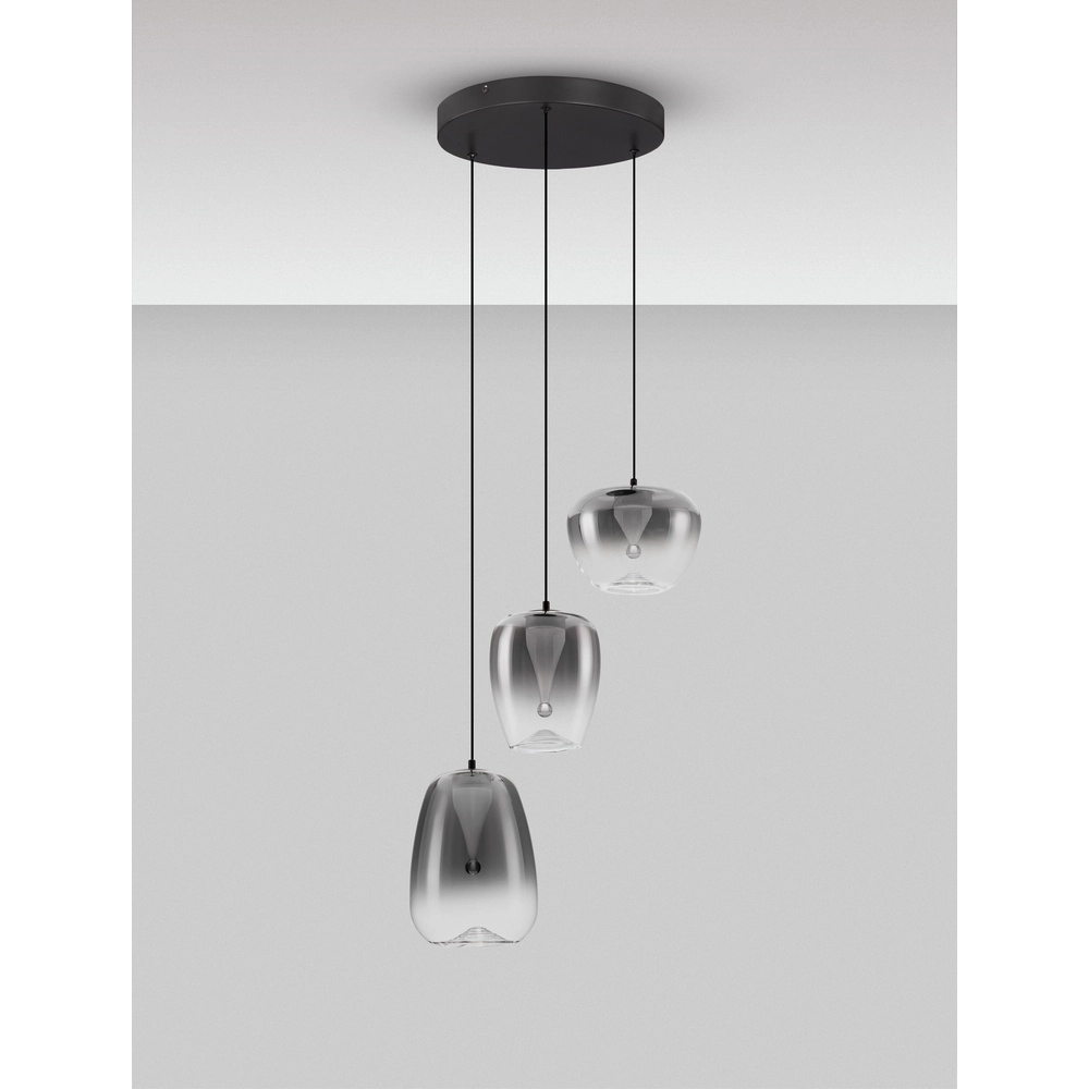 Design-Pendelleuchte Oblo 3-flammiges Rauchglas Lyora 5212017474124