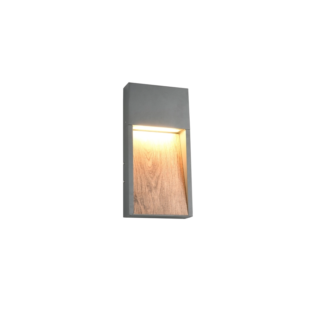 Design-Wandleuchte Salmon Grau mit Holz Trio 4017807603705