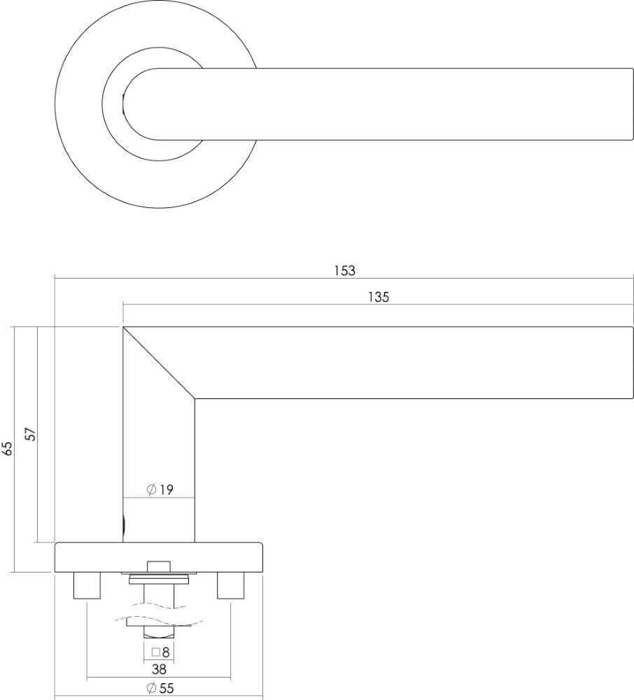 Fester Türgriff Hoek 90 auf Rosette Edelstahl Intersteel 8714186087626