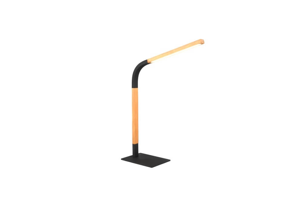 Flexible Tischleuchte Norris schwarz mit Holz Trio 4017807599992