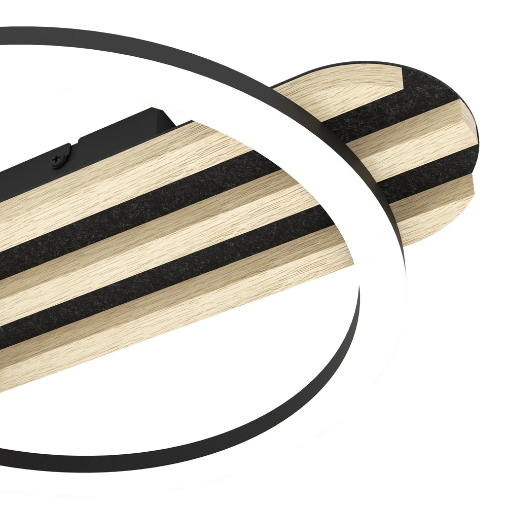 Moderne Deckenlampe Cembrano Schwarz mit Holz 50 cm Eglo 9008606388165