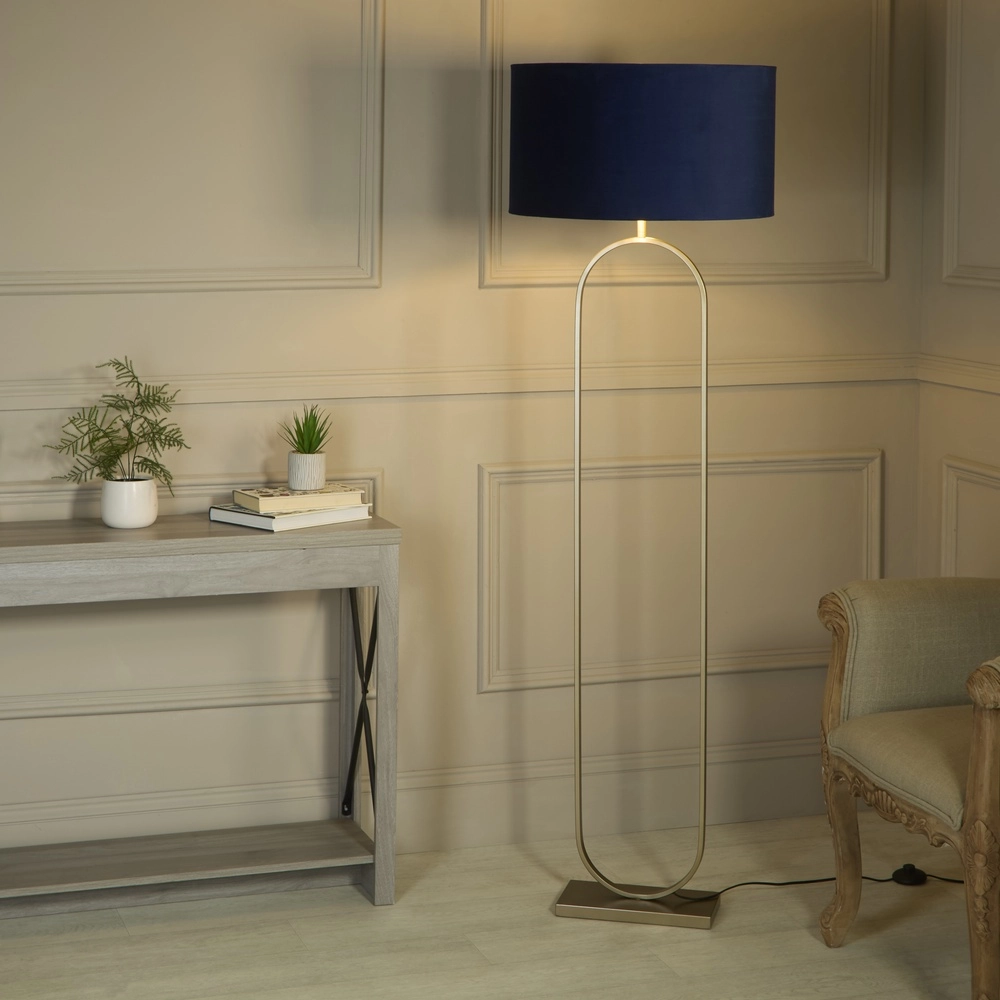 Stehlampe Modish Bronze mit blauer Kappe Searchlight 5053423307602