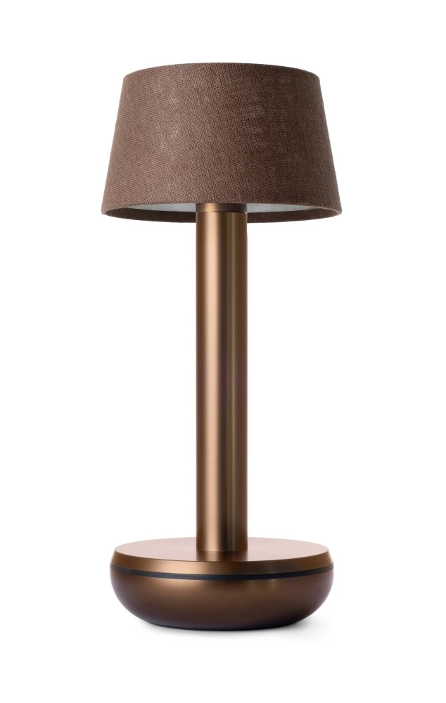 Wiederaufladbare Tischlampe Two Bronze Brown Leinen