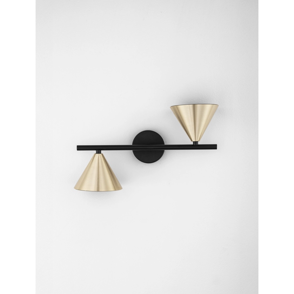 Wandleuchte Conico Doppelzimmer Schwarz mit Gold Lyora 5212017475398