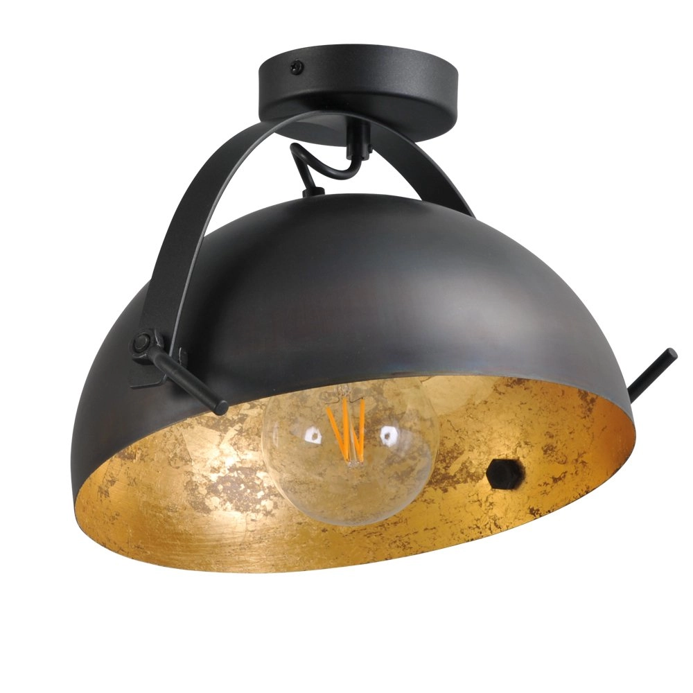 Deckenleuchte Industria 30 cm Gunmetal mit altem gold