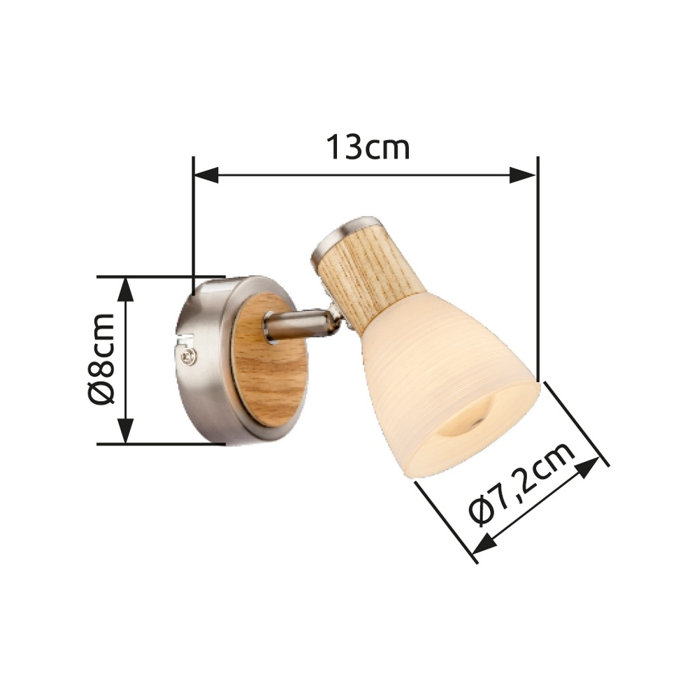 Wandlampe Gylfi Nickel mit Holz Globo 9007371343546