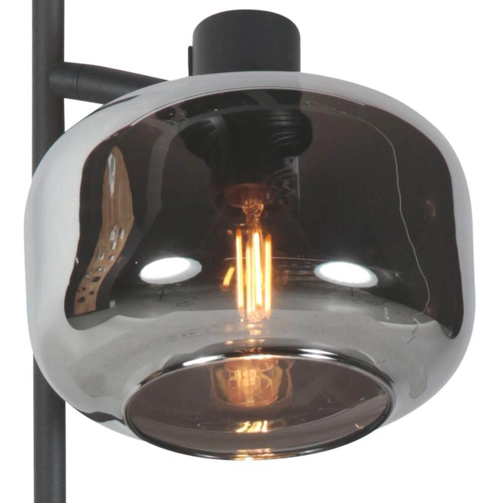 Schwarze Tischleuchte Tenebris mit Rauchglas Steinhauer 8712746178142