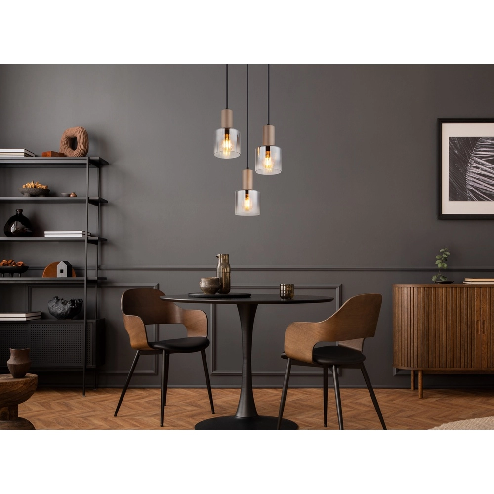 Pendellampe Walton 3-hell Kaffeebraun Globo 9007371583188