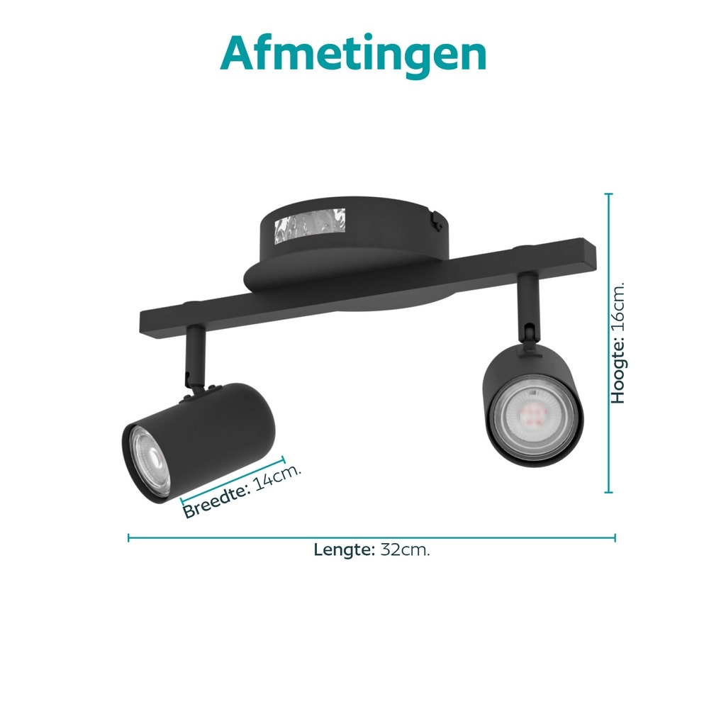 Oberflächenmontierter Spot Montemurro 2-Licht Schwarz Eglo 9008606392216