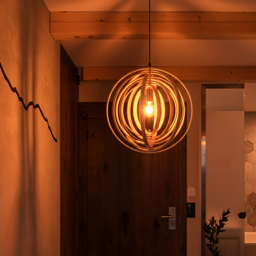 Moderne Pendelleuchte Asco Holz Ø 43cm