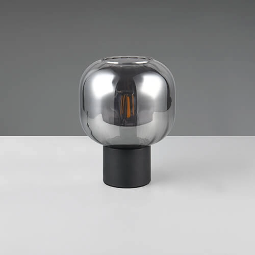 Trendige Tischlampe Diva schwarz mit Rauchglas Trio 4017807614596