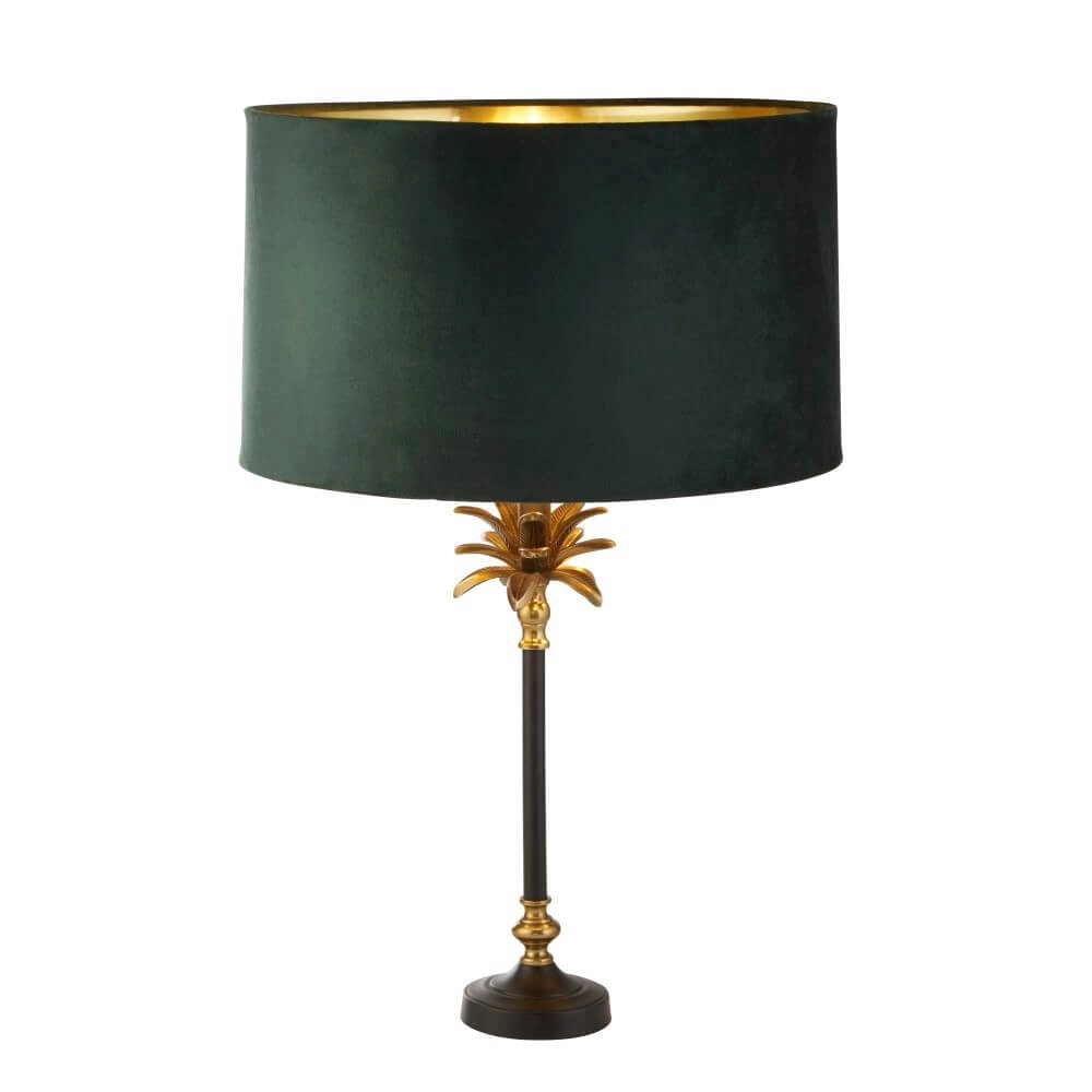 Tischlampe Palm schwarz mit grüner Kapuze Searchlight 5053423257396