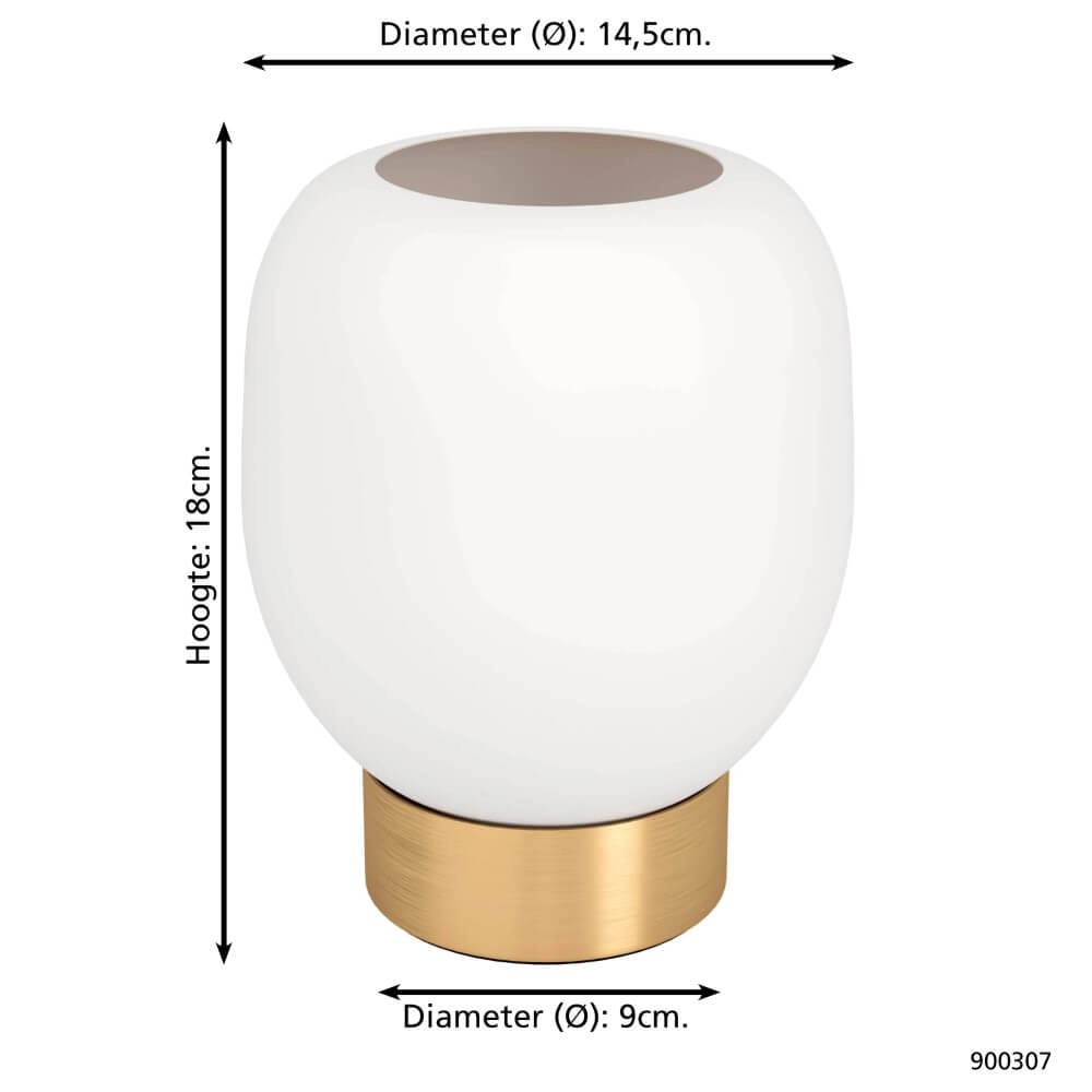 Goldene Tischlampe Manzanares mit weißem Glas Eglo 9008606235926