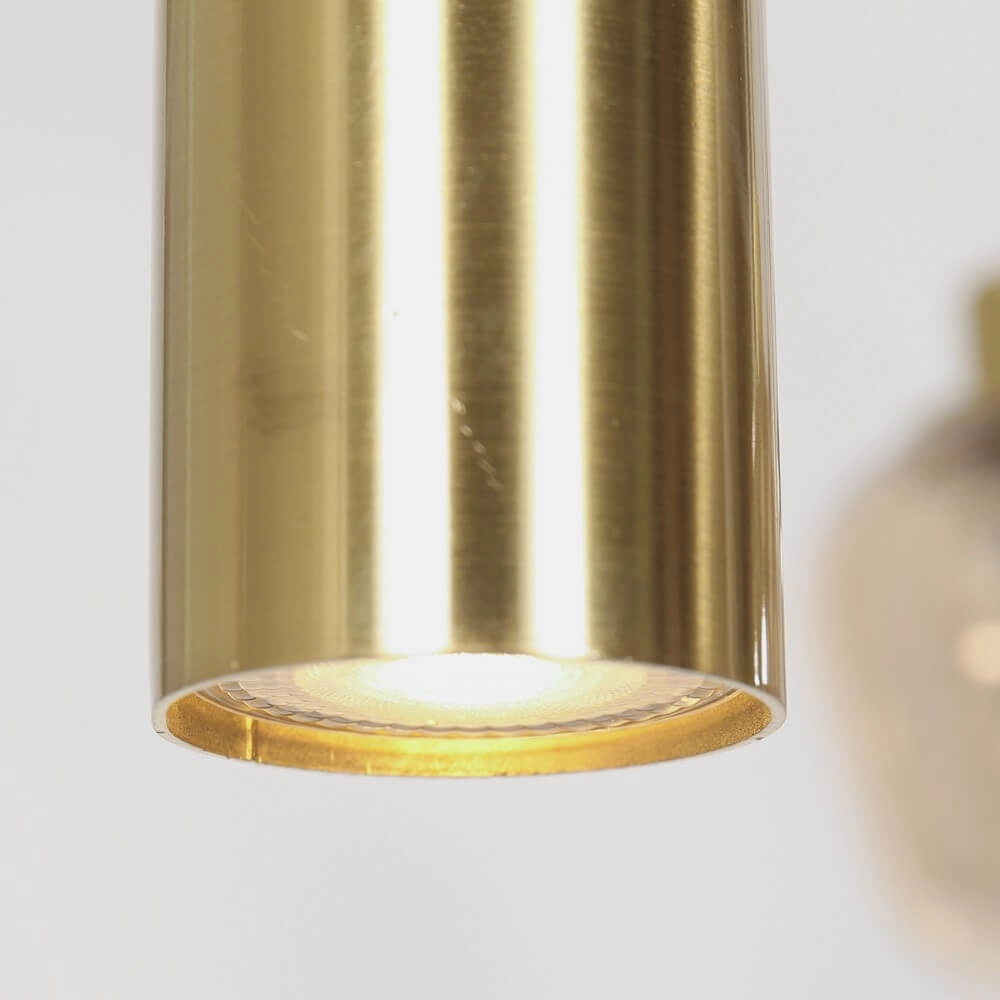Esstisch-Hängelampe Reflexion Gold mit bernsteinfarbenem Glas Steinhauer 8712746172966