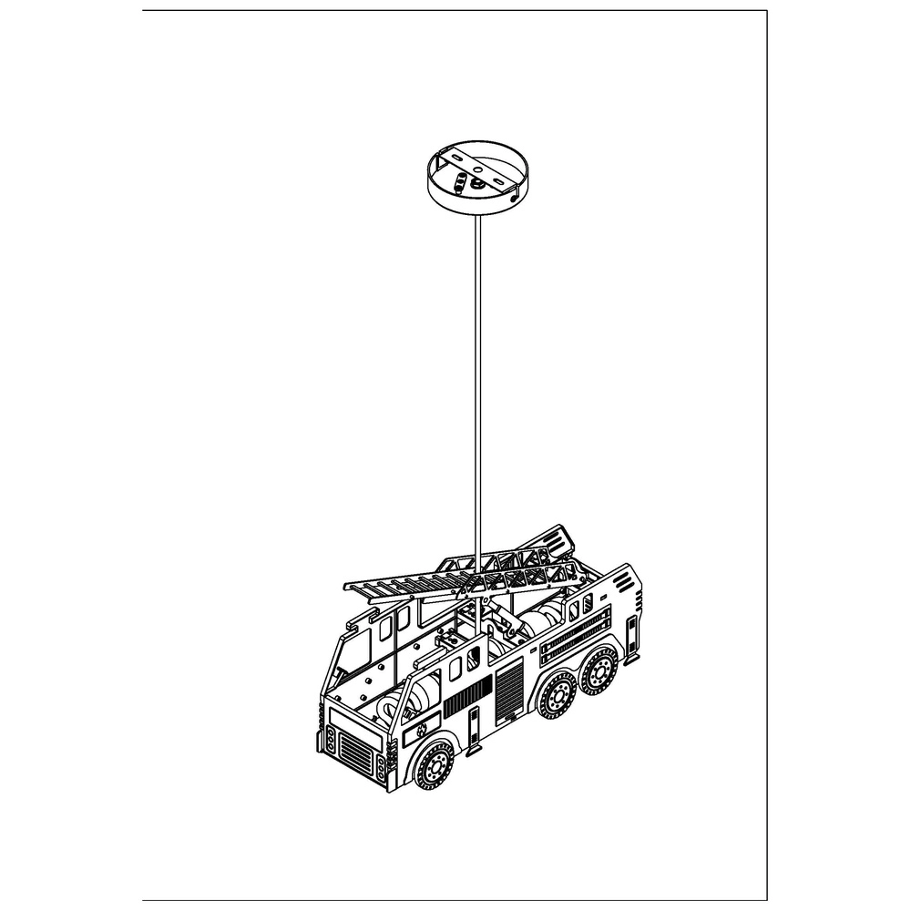 Pendellampe Kita Feuerwehrwagen rot Globo 9007371346554