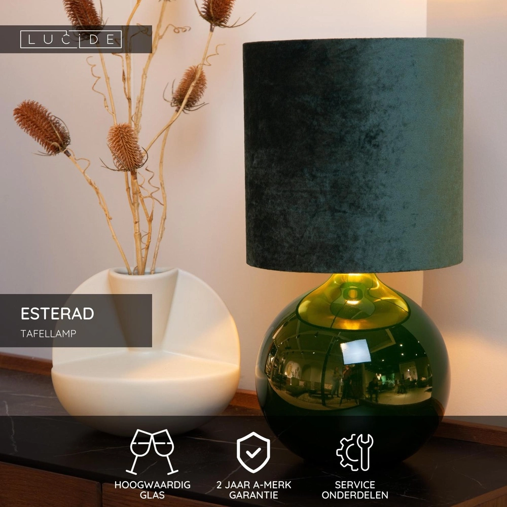 Grüne Tischlampe Esterad Ø 24 cm Lucide 5411212105943