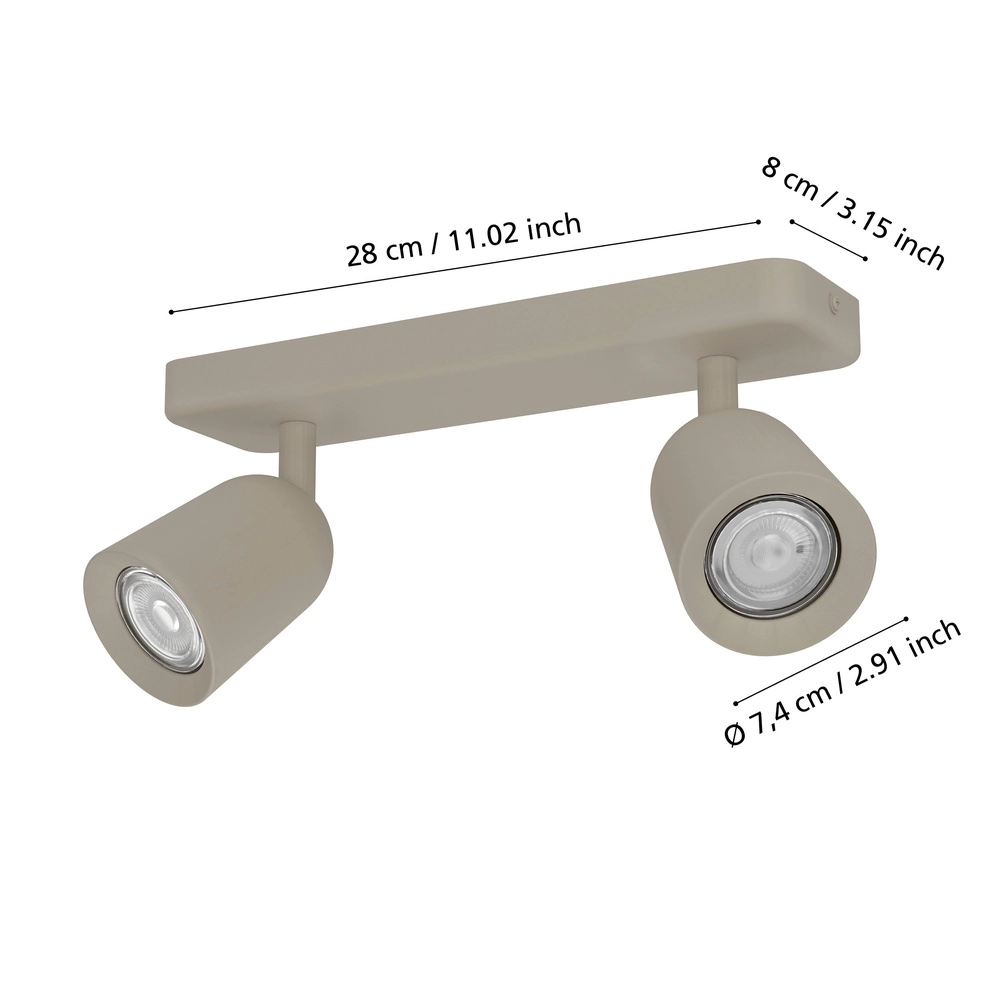 Sandbraune Deckenlampe Camaldoli 2x GU10 – orientierbar Eglo 9008606363162