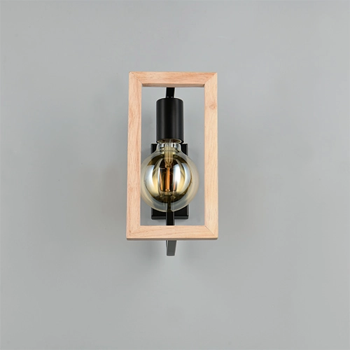 Design-Wandlampe Bano Schwarz mit Holz Trio 4017807670899