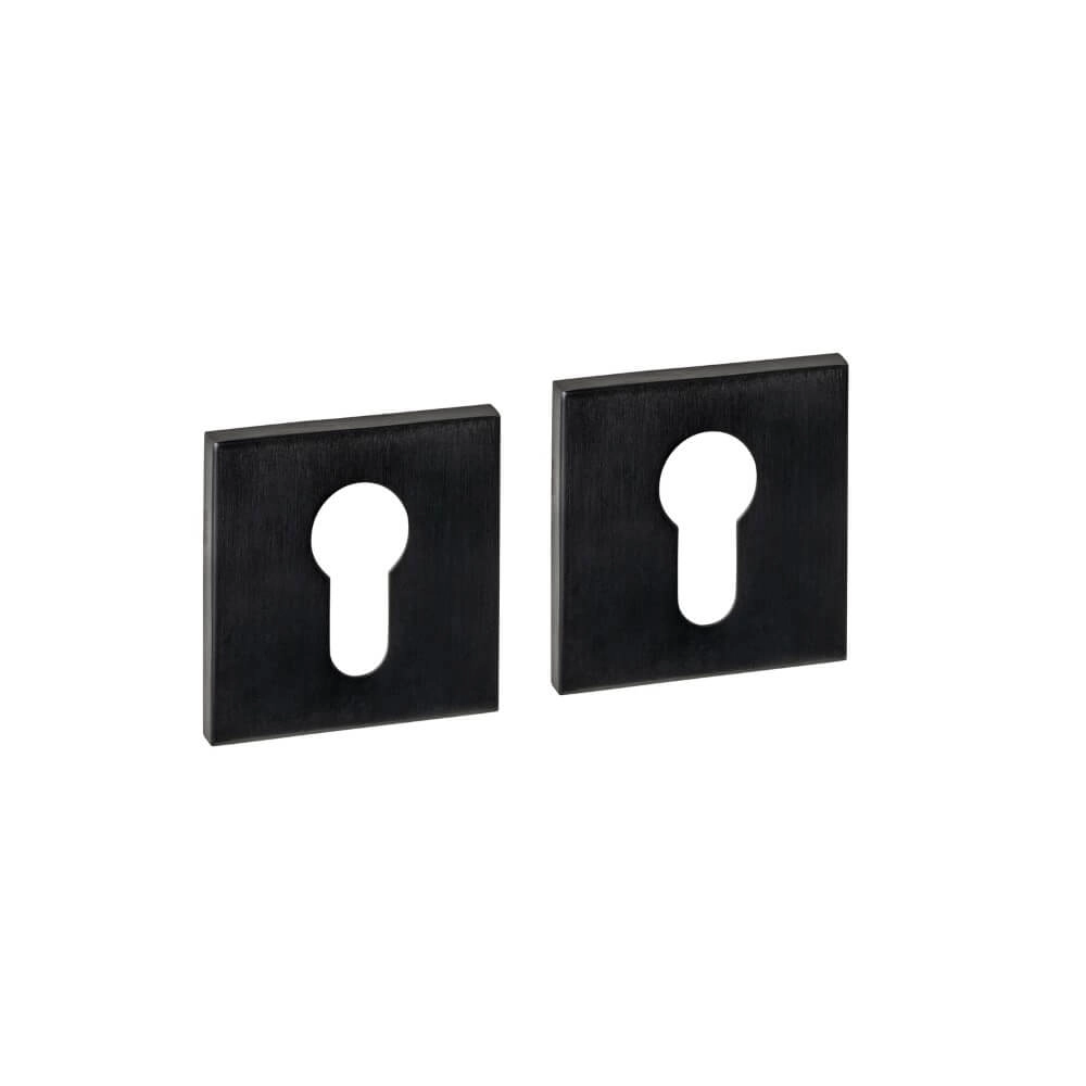 Set mit 2 Zylinder-Rosetten Tira Quadratisch Schwarz 53x53mm Intersteel 8714186695852