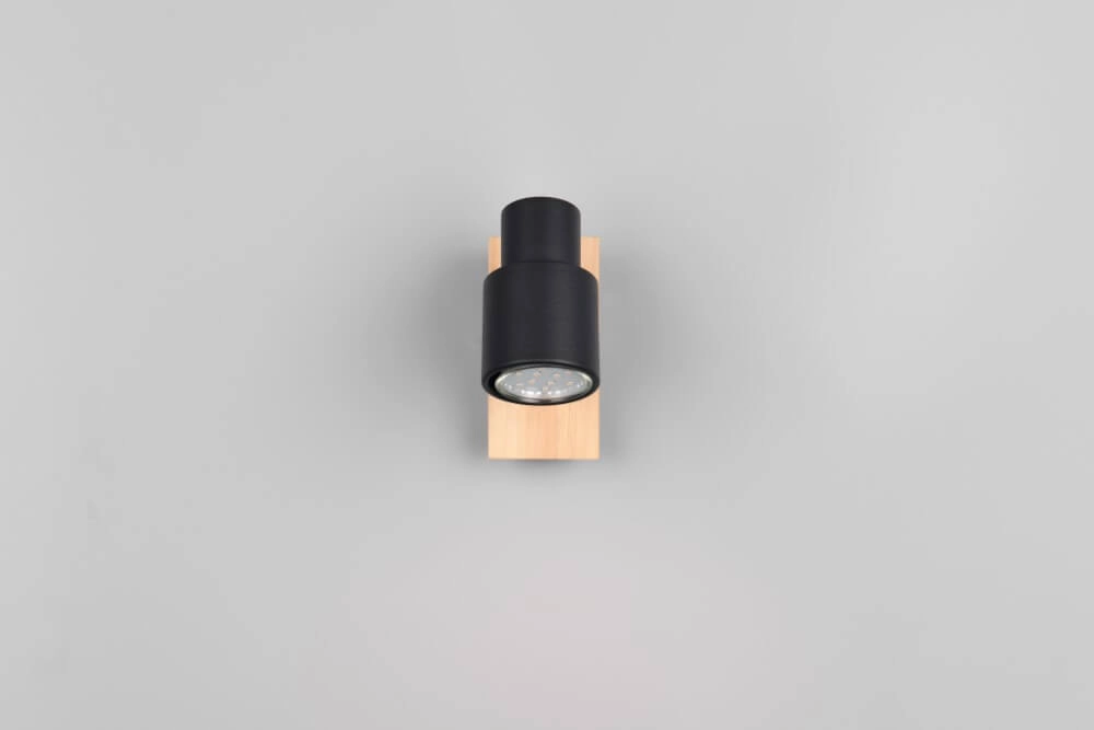 Design-Wandleuchte Pierre schwarz mit Holz Trio 4017807638158