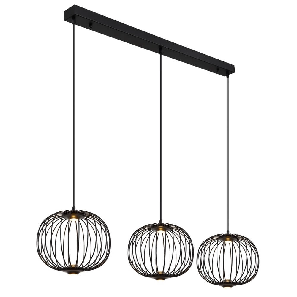 Schwarze Pendelleuchte Galway 3-Licht-Käfig