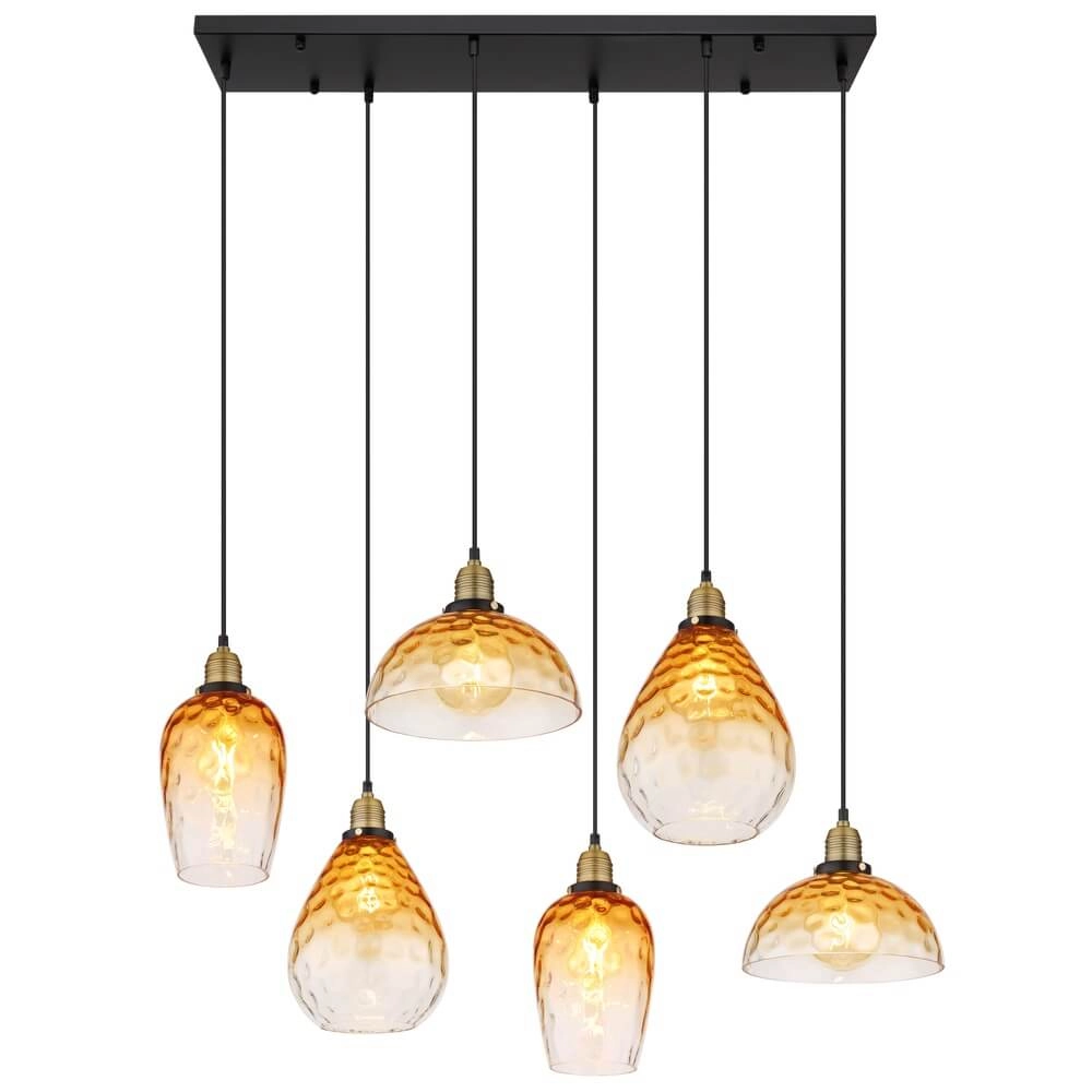 6-flammige Pendelleuchte Salvy Braunglas-Wabe Globo 9007371445608